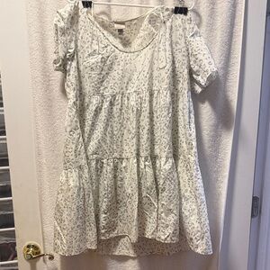 a new day white dress with Black Dot Leopard Print